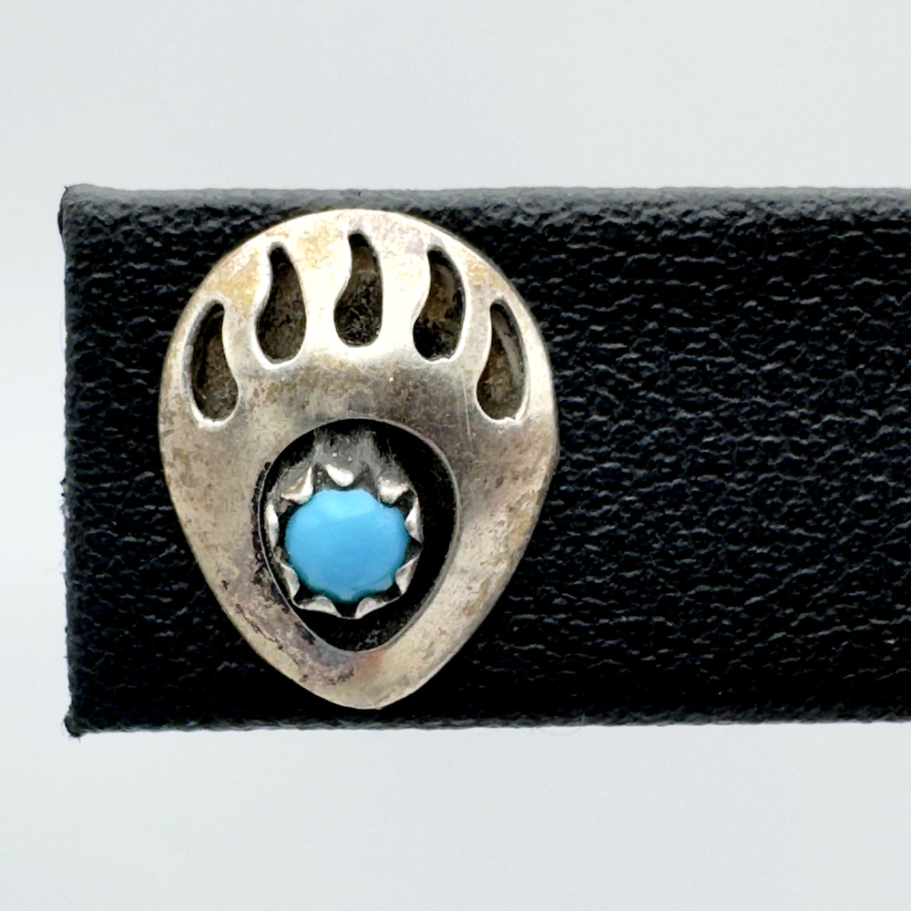 Sterling Silver Turquoise Bear Paw Earrings Southwest Unisex